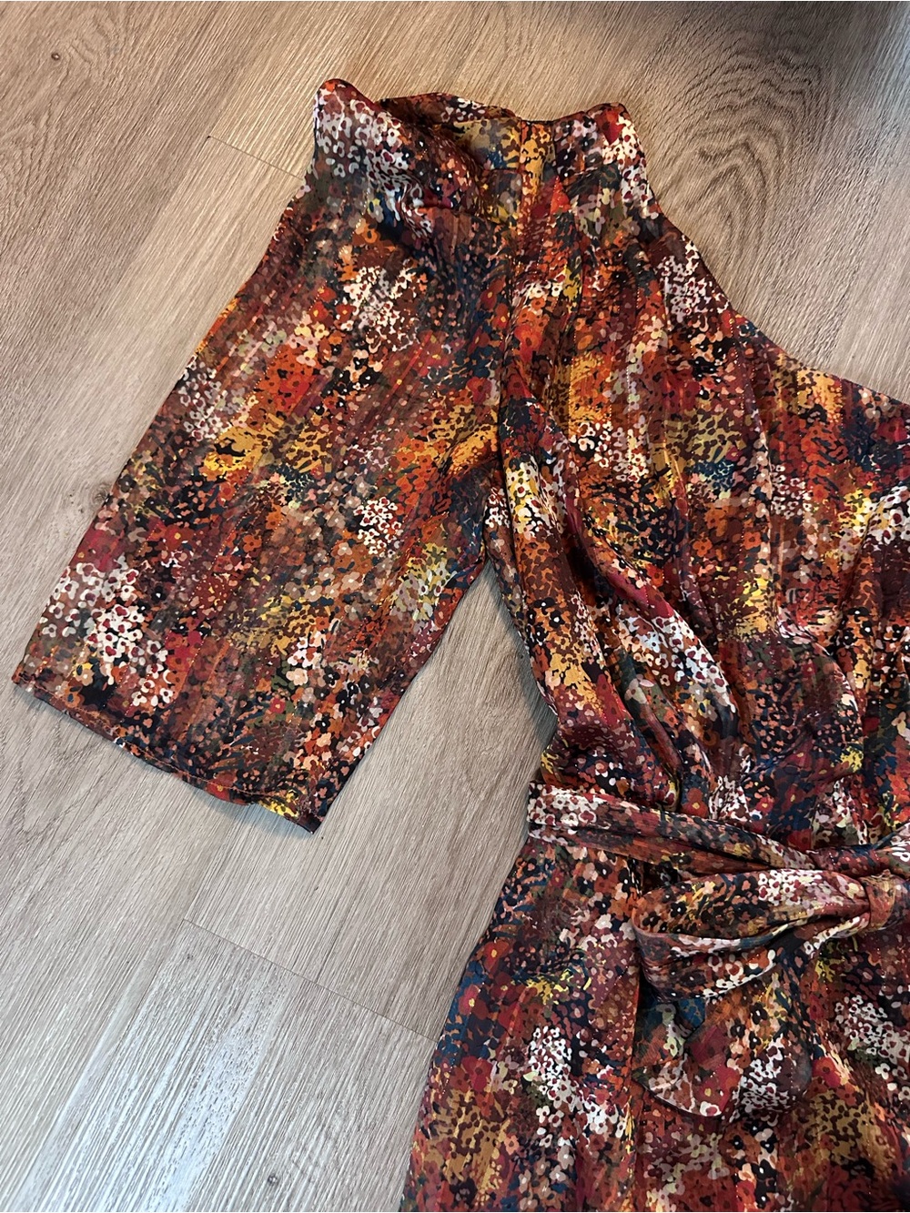 Adelyn Rae One-Shoulder Multi-Color Floral Rust Dress - Picture 3 of 5